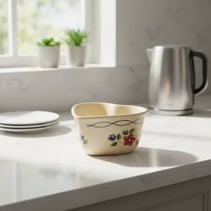 Pfaltzgraff Tea Rose Heart Shaped Ramekin Stoneware Floral Bowl Made in USA‎